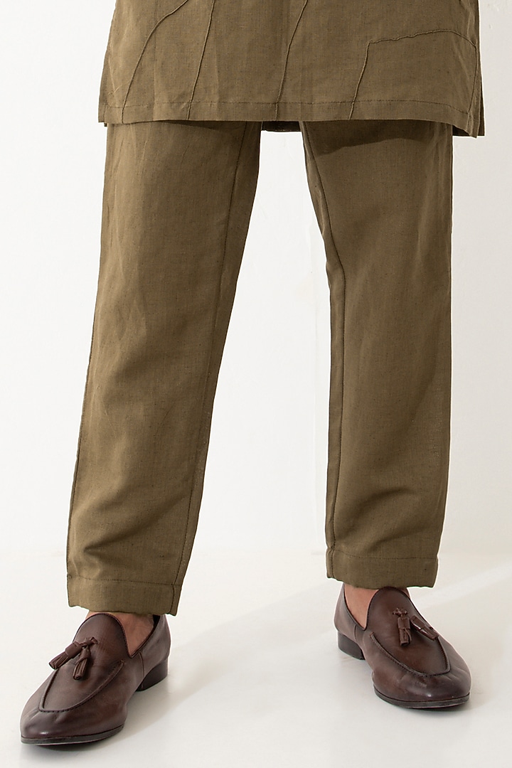 Brown Linen Kurta Set by Son Of A Noble SNOB Men at Pernia's Pop Up Shop