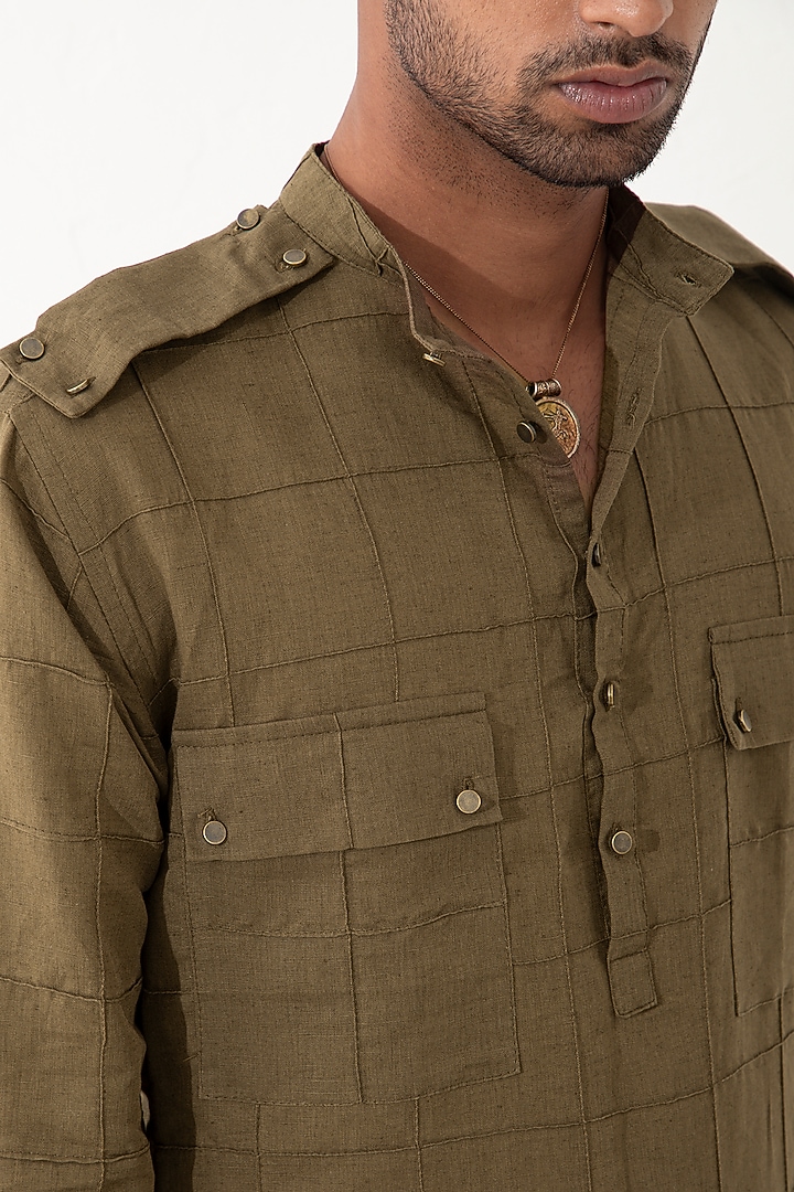 Brown Linen Kurta Set by Son Of A Noble SNOB Men at Pernia's Pop Up Shop