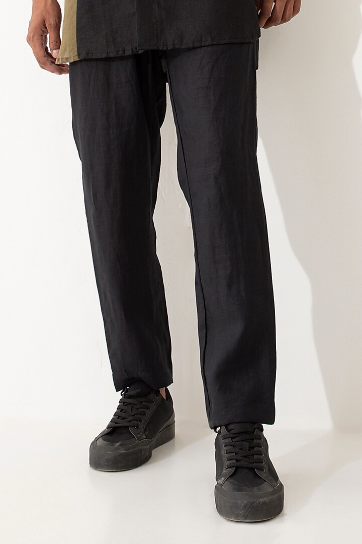 Black Linen Pant Set by Son Of A Noble SNOB Men at Pernia's Pop Up Shop