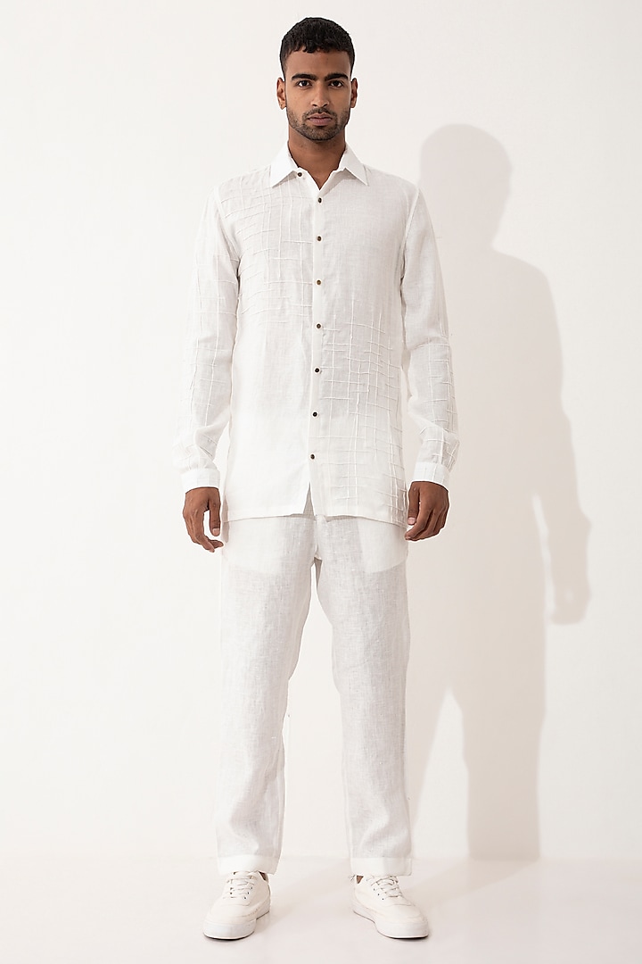 White Linen Pant Set by Son Of A Noble SNOB Men