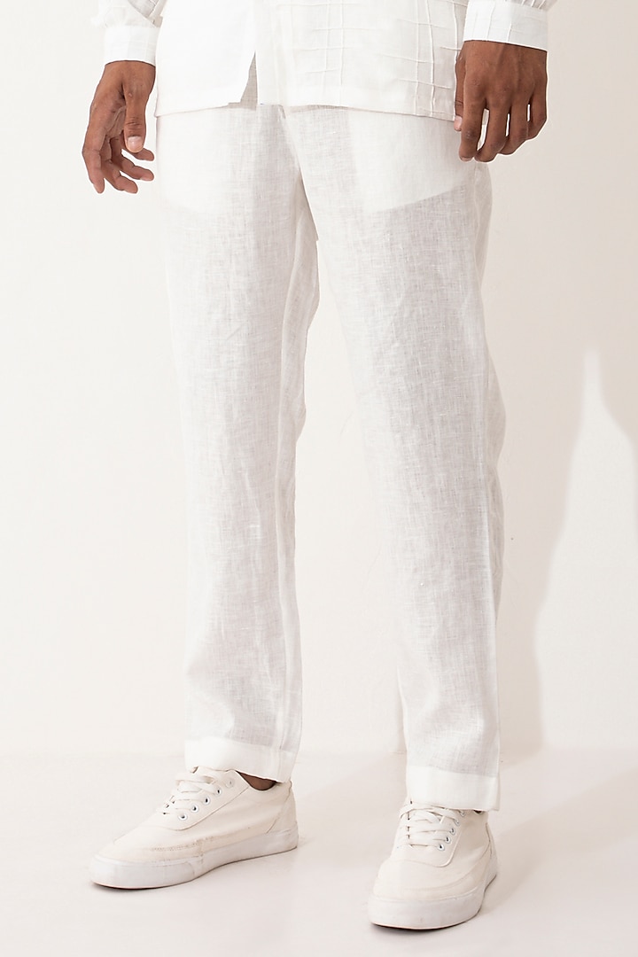 White Linen Pant Set by Son Of A Noble SNOB Men at Pernia's Pop Up Shop