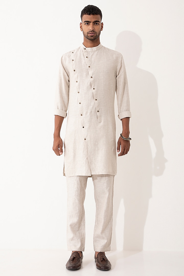 Ivory Linen Kurta Set by Son Of A Noble SNOB Men