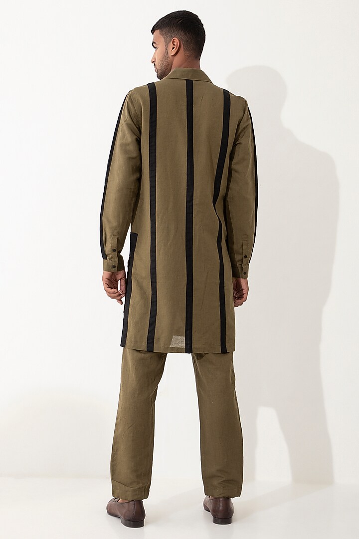 Brown Linen Kurta Set by Son Of A Noble SNOB Men at Pernia's Pop Up Shop