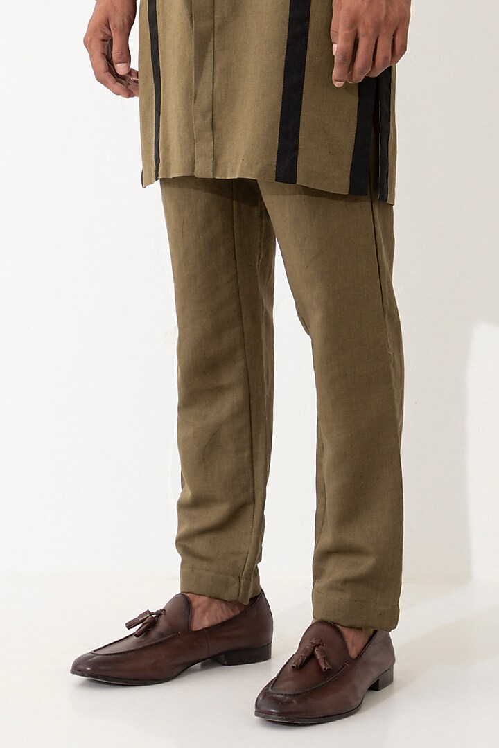 Brown Linen Kurta Set by Son Of A Noble SNOB Men at Pernia's Pop Up Shop