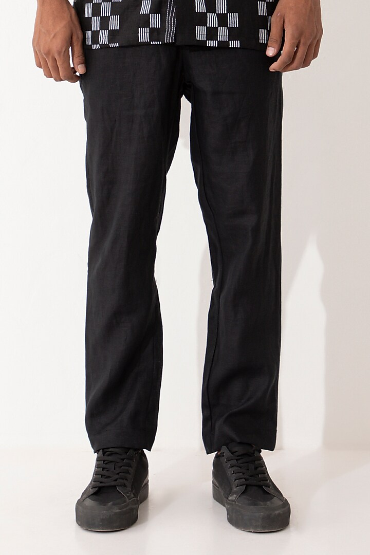 Black Linen Pant Set by Son Of A Noble SNOB Men at Pernia's Pop Up Shop