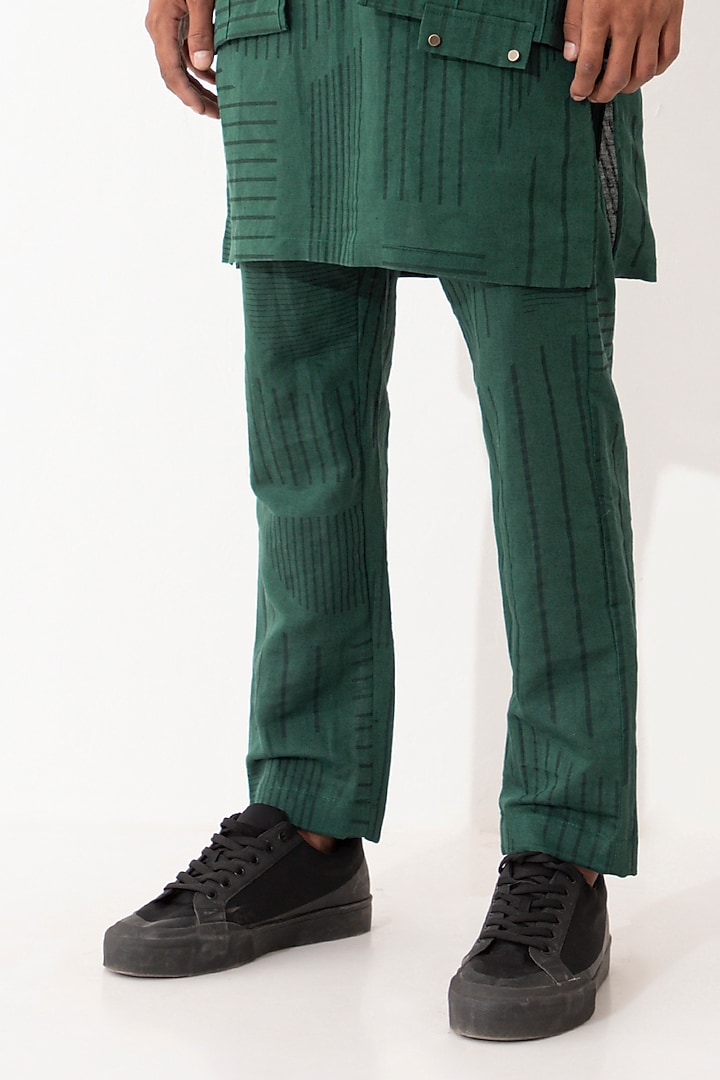 Green Linen Textured Bundi Set by Son Of A Noble SNOB Men at Pernia's Pop Up Shop