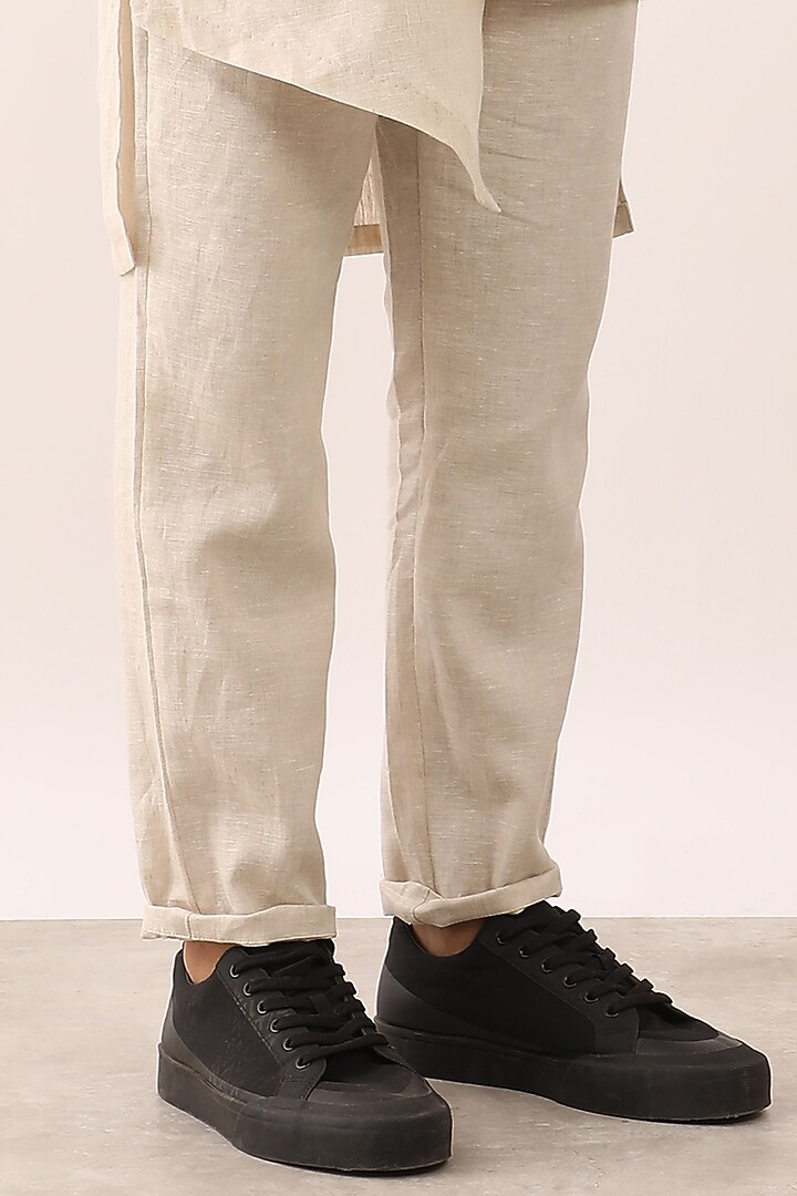 Ivory Linen Printed Bundi Jacket Set by Son Of A Noble SNOB Men at Pernia's Pop Up Shop