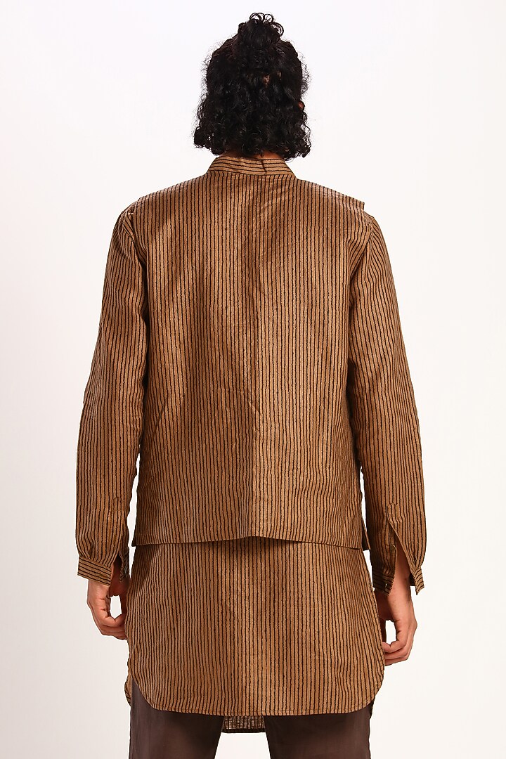 Chipmunk Brown Geometric Printed Waistcoat by Son Of A Noble SNOB at Pernia's Pop Up Shop