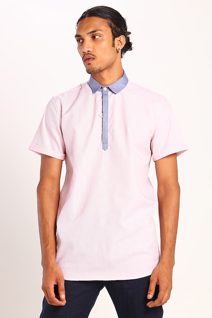 Pink Cotton Polo Party Wear Shirt by Son Of A Noble SNOB at Pernia's Pop Up Shop