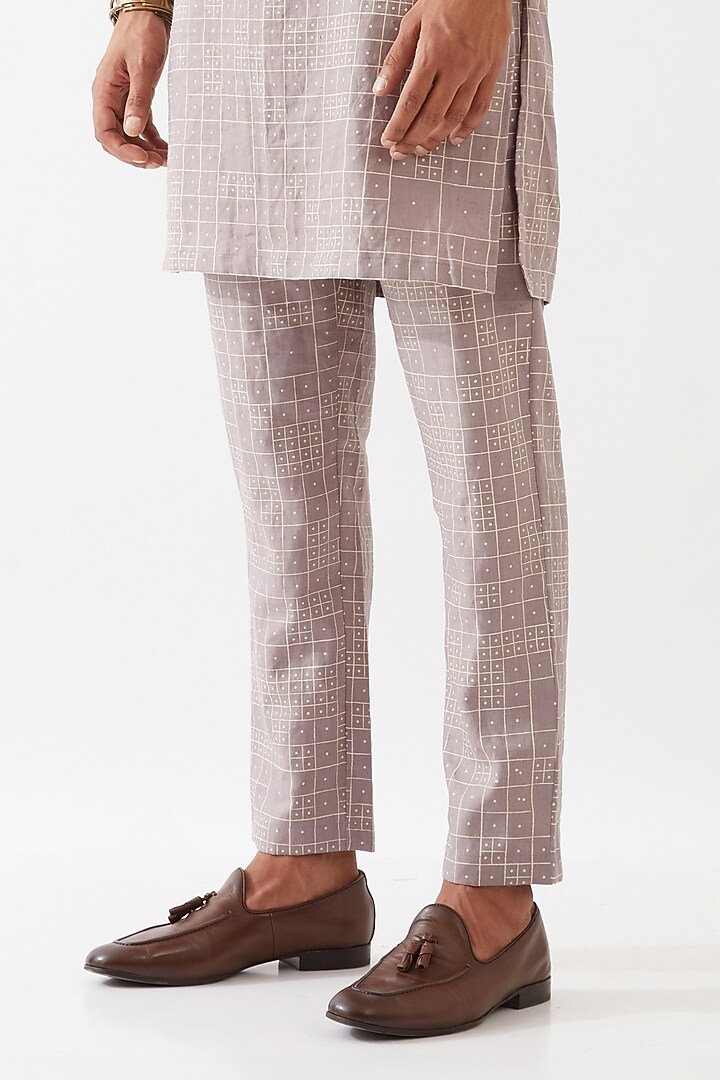 Purple Linen Printed Kurta Set by Son Of A Noble SNOB Men at Pernia's Pop Up Shop