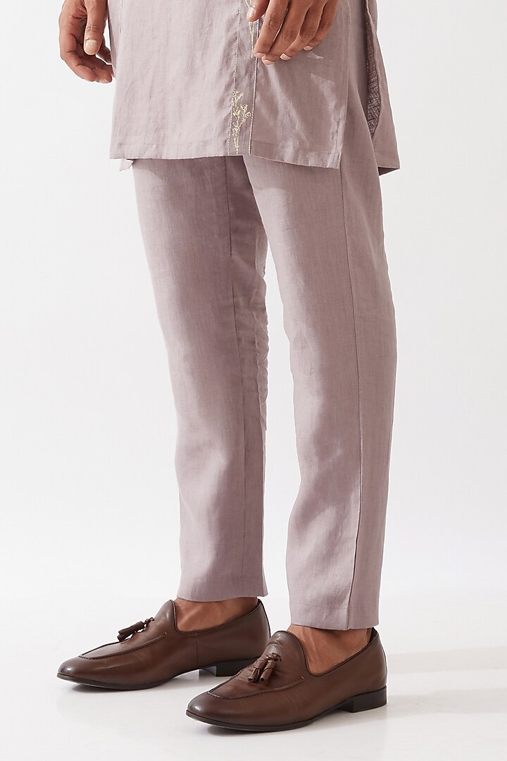 Purple Linen Printed Kurta Set by Son Of A Noble SNOB Men at Pernia's Pop Up Shop