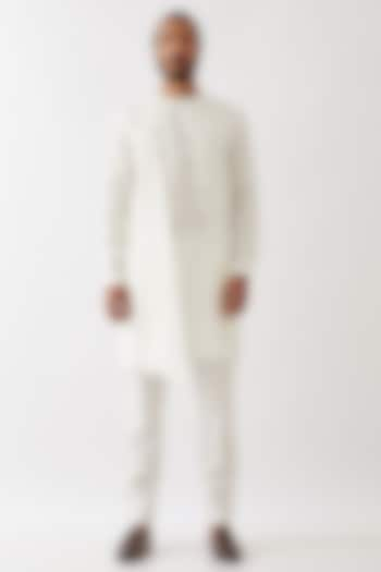 White Linen Kurta Set by Son Of A Noble SNOB Men