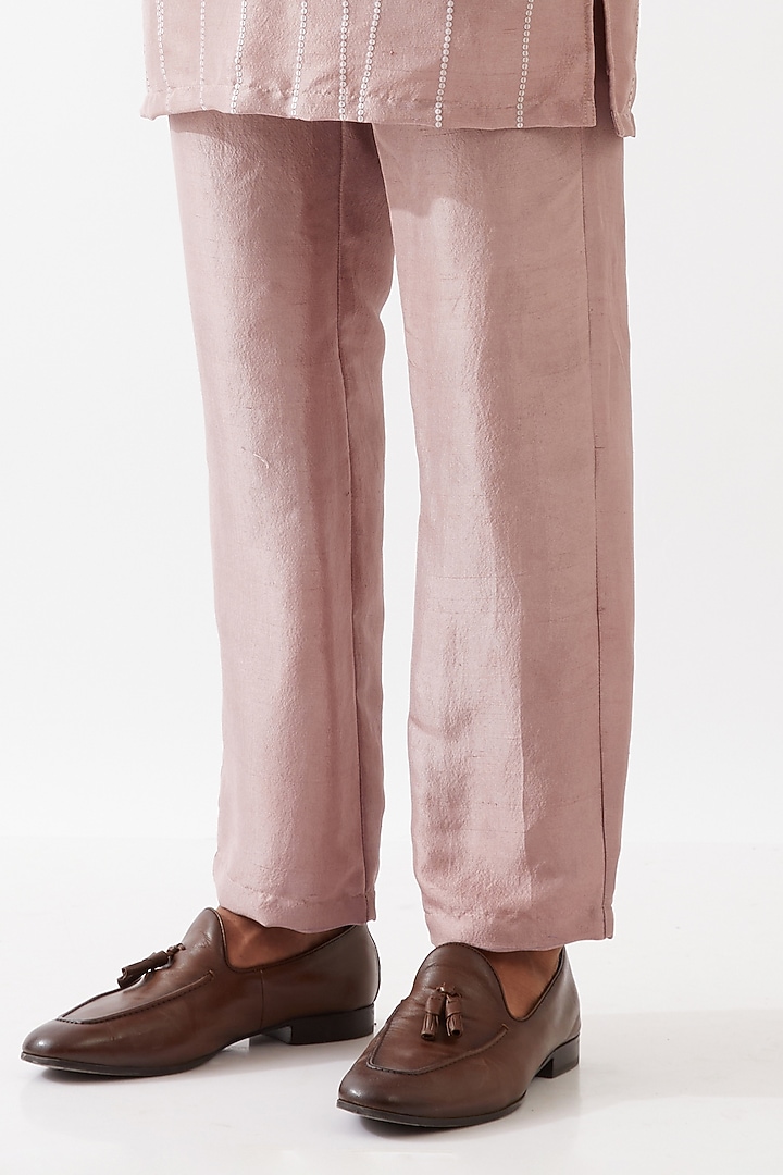 Purple Dupion Silk Embroidered Kurta Set by Son Of A Noble SNOB Men at Pernia's Pop Up Shop