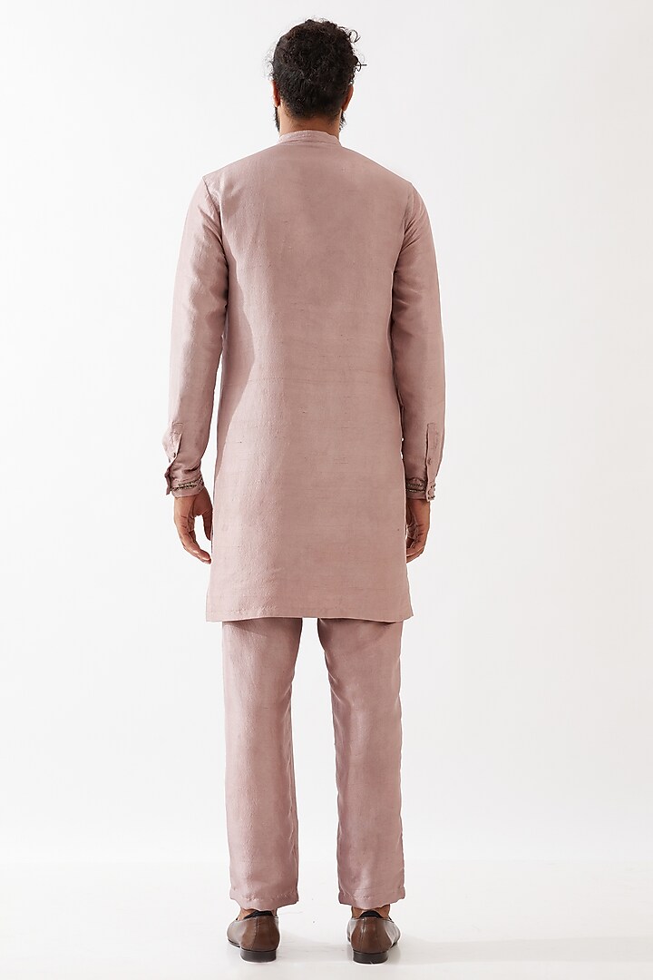 Purple Dupion Silk Embroidered Kurta Set by Son Of A Noble SNOB Men at Pernia's Pop Up Shop