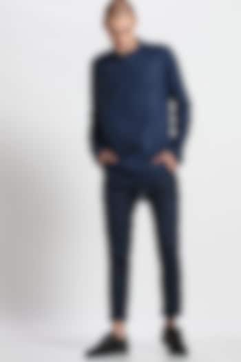 Navy Blue Double Zip Kurta by Son Of A Noble SNOB at Pernia's Pop Up Shop