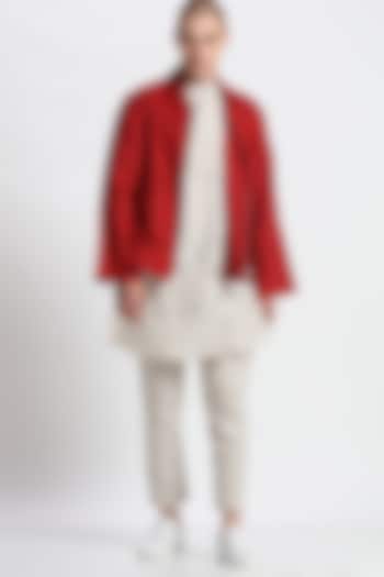 Red Jacket With Seamless Detailing by Son Of A Noble SNOB