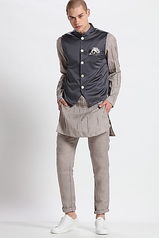 Grey Straight-Cut Waistcoat by Son Of A Noble SNOB
