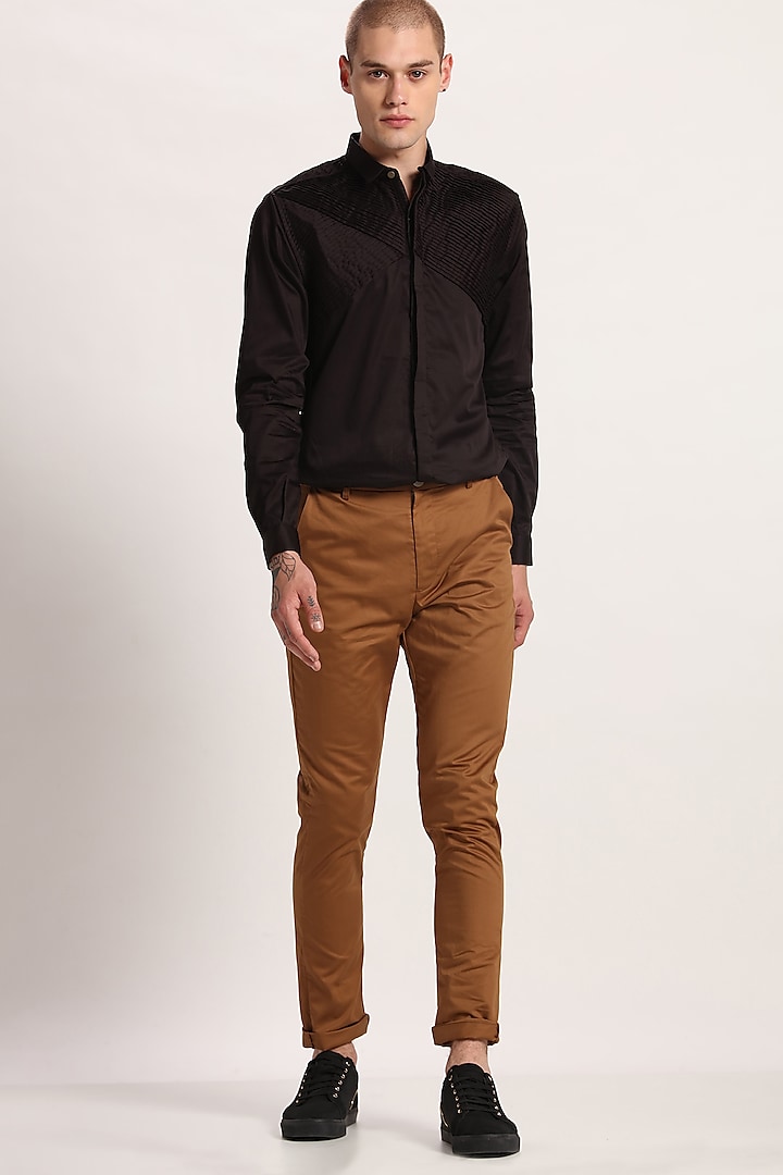 Tan Straight Fit Trousers by Son Of A Noble SNOB