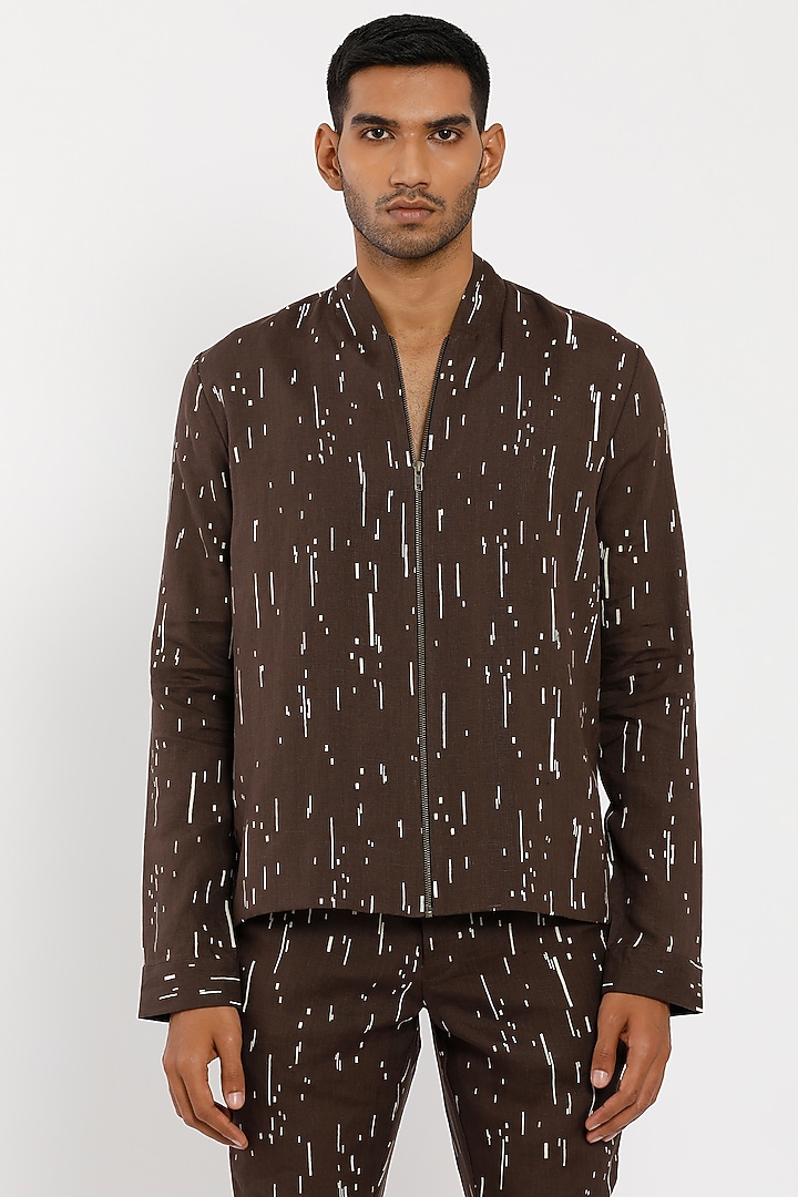 Coffee Brown Linen Jacket by Son Of A Noble SNOB Men at Pernia's Pop Up Shop