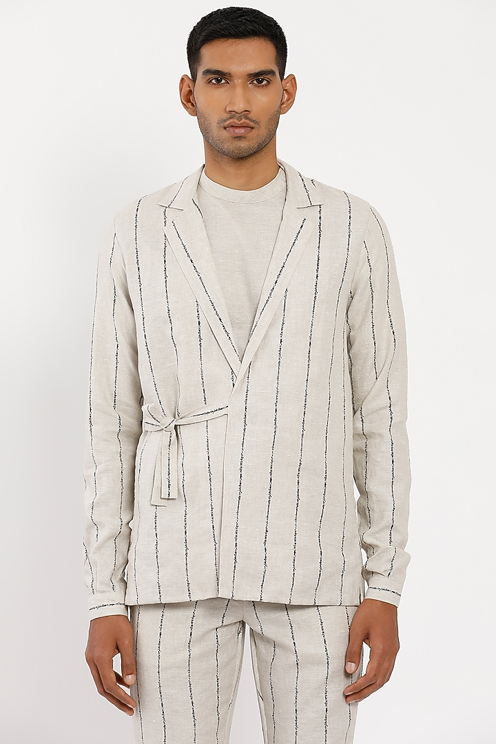 Ivory Linen Blazer by Son Of A Noble SNOB Men at Pernia's Pop Up Shop