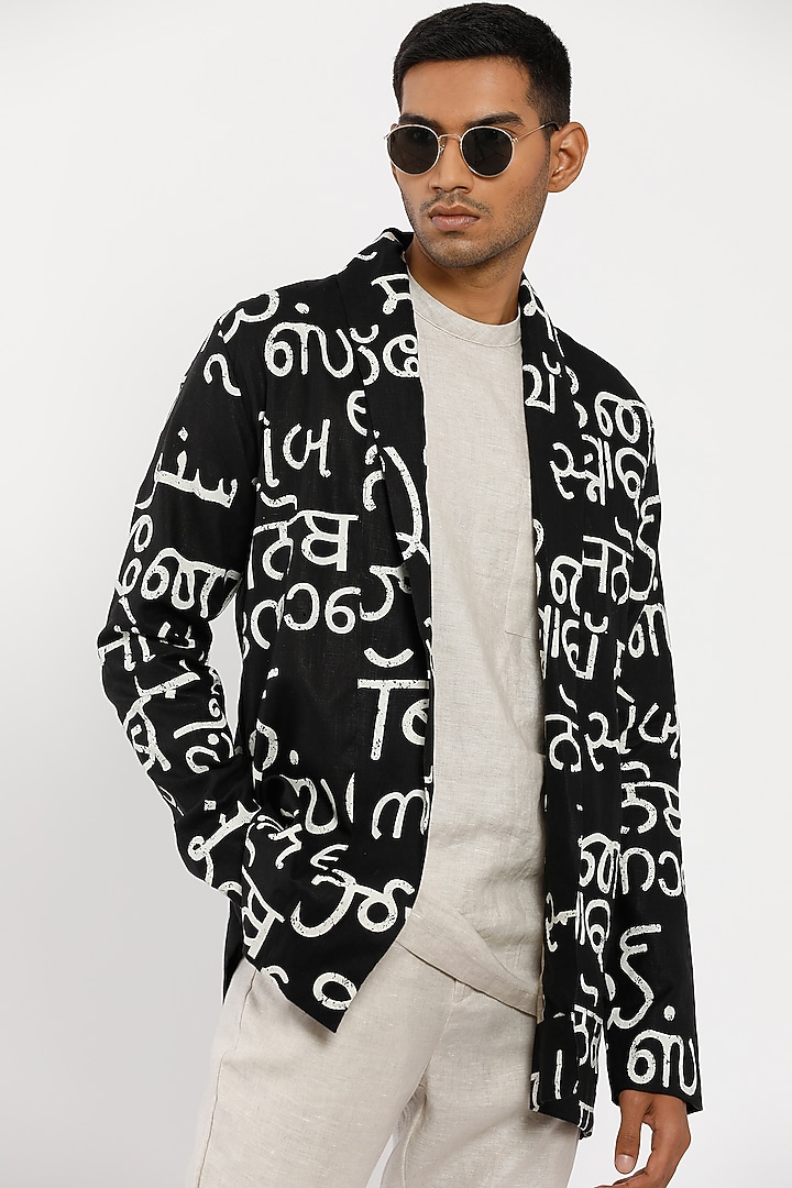 Black Linen Jacket by Son Of A Noble SNOB Men at Pernia's Pop Up Shop