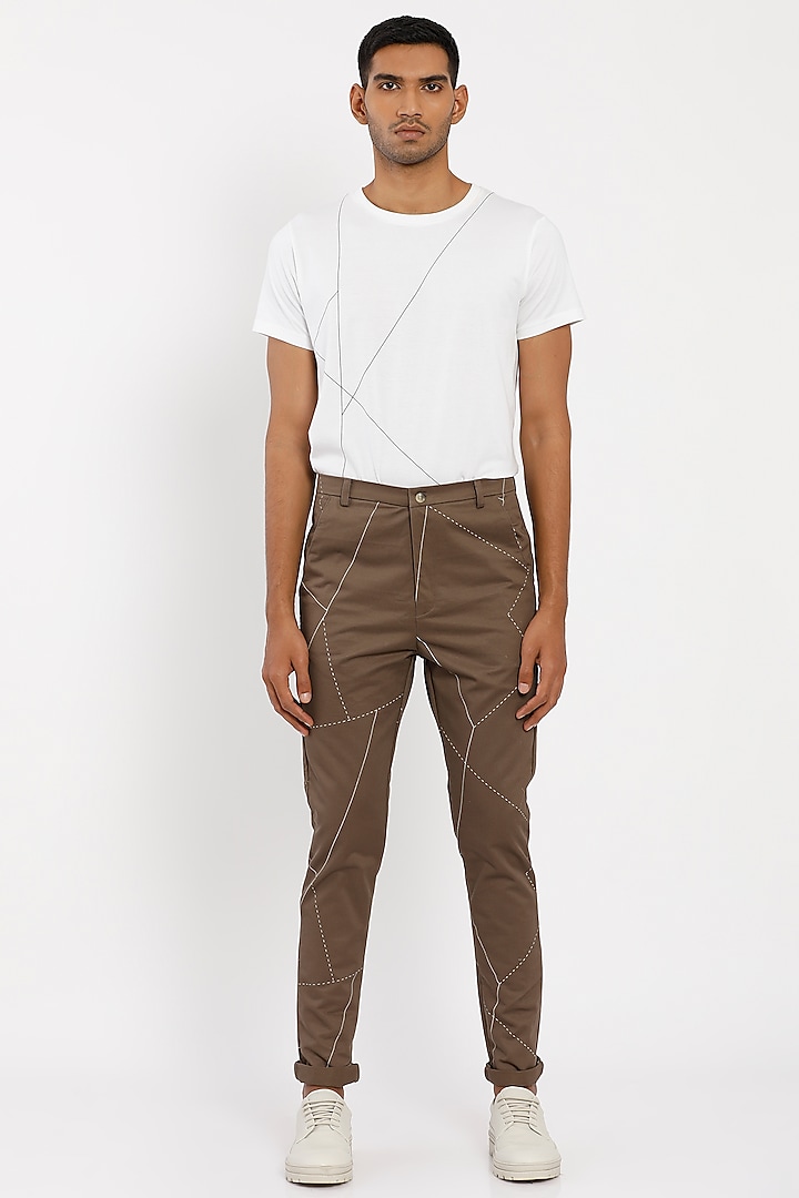 Brown Premium Cotton Trousers by Son Of A Noble SNOB Men