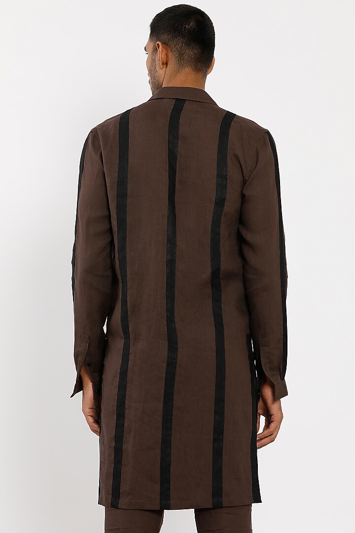 Brown Linen Kurta Set by Son Of A Noble SNOB Men at Pernia's Pop Up Shop