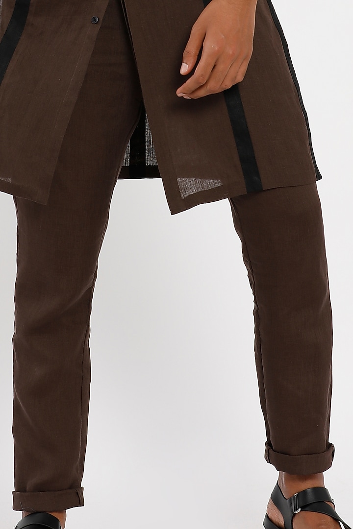 Brown Linen Kurta Set by Son Of A Noble SNOB Men at Pernia's Pop Up Shop