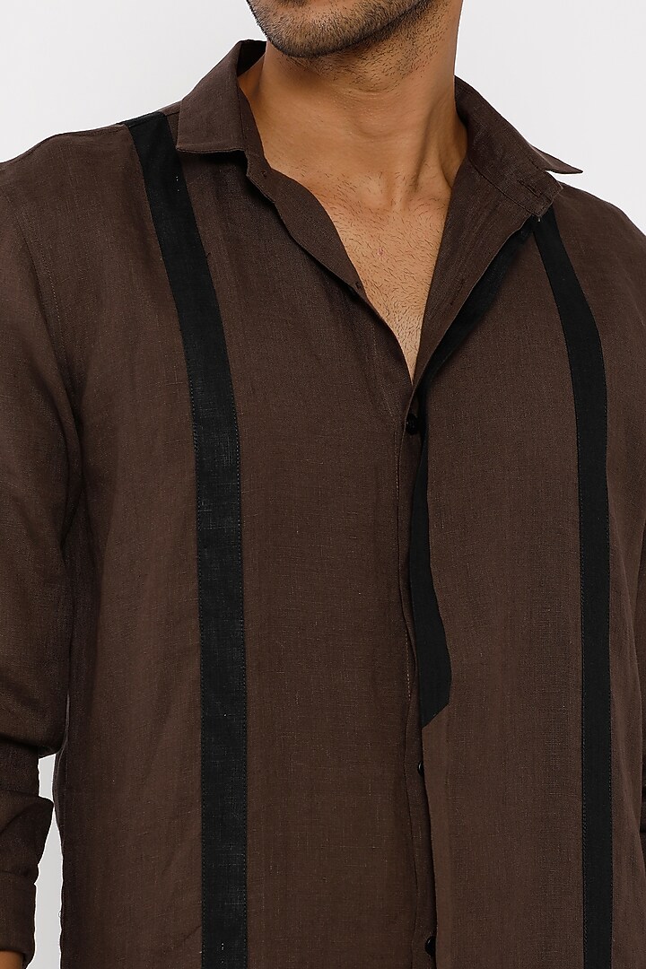 Brown Linen Kurta Set by Son Of A Noble SNOB Men at Pernia's Pop Up Shop