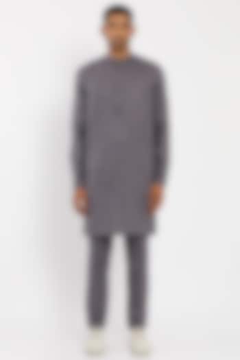 Dark Grey Linen Kurta Set by Son Of A Noble SNOB Men at Pernia's Pop Up Shop