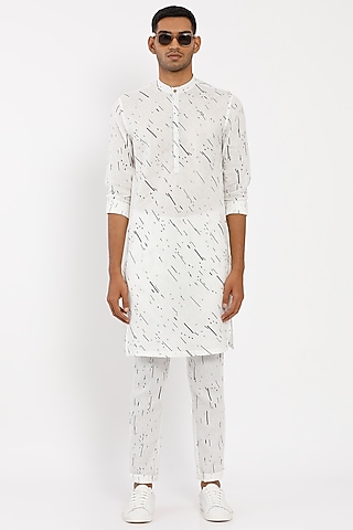 White Linen Kurta Set by Son Of A Noble SNOB Men