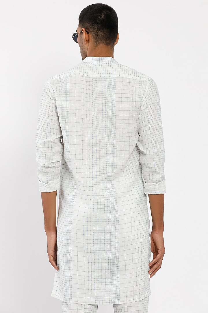 White Kurta Set In Linen by Son Of A Noble SNOB Men at Pernia's Pop Up Shop