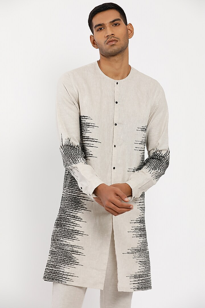 Ivory Linen Kurta Set by Son Of A Noble SNOB Men at Pernia's Pop Up Shop
