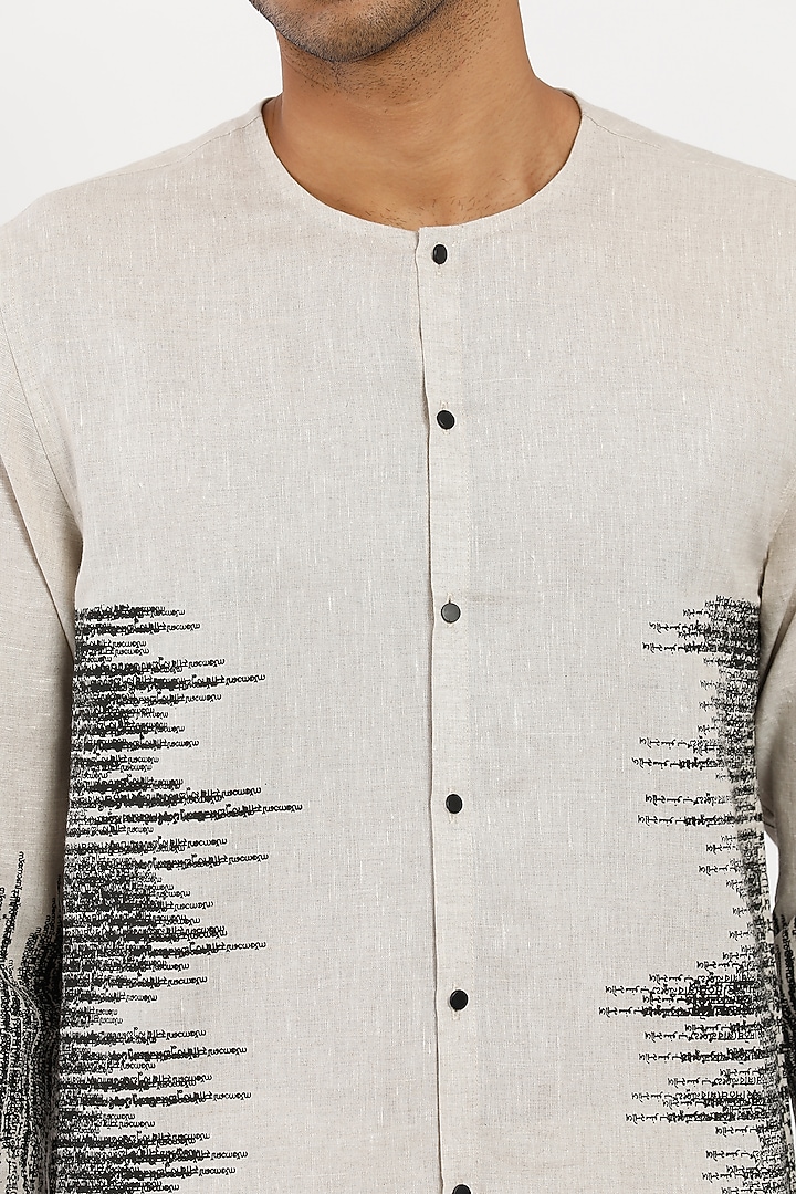 Ivory Linen Kurta Set by Son Of A Noble SNOB Men at Pernia's Pop Up Shop