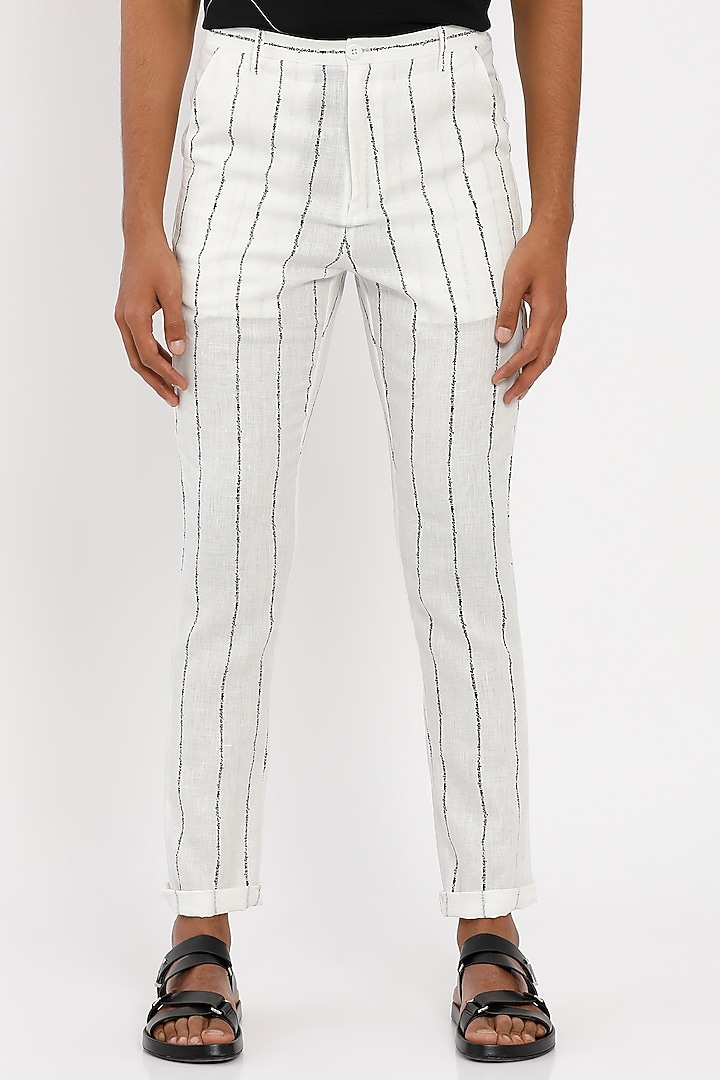 White Lingo Striped Pant Set by Son Of A Noble SNOB Men at Pernia's Pop Up Shop