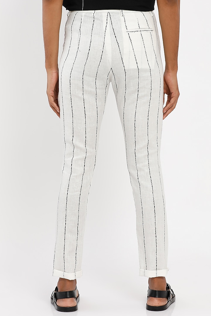 White Lingo Striped Pant Set by Son Of A Noble SNOB Men at Pernia's Pop Up Shop