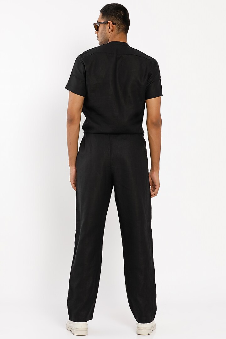 Black Linen Pant Set by Son Of A Noble SNOB Men at Pernia's Pop Up Shop
