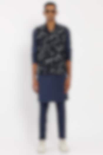 Navy Blue Cotton Bundi Jacket by Son Of A Noble SNOB Men at Pernia's Pop Up Shop