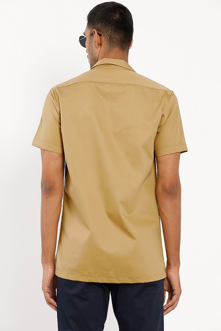 Gold Cotton Party Wear Shirt by Son Of A Noble SNOB Men at Pernia's Pop Up Shop