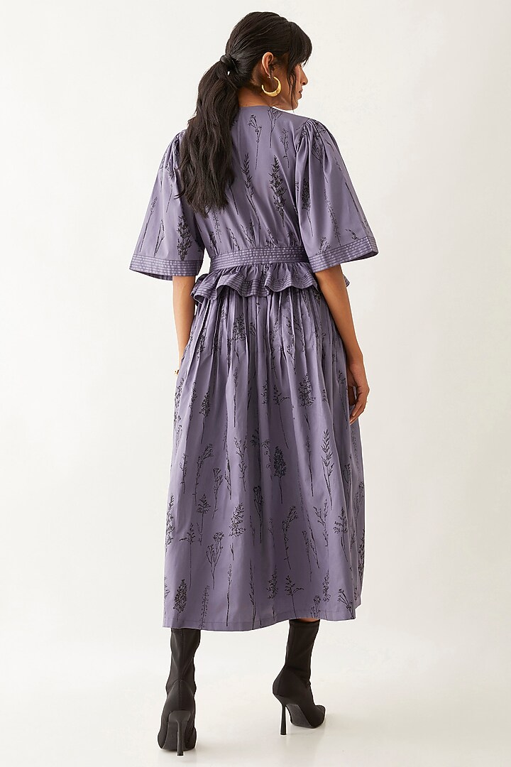 Twilight-Colored Cotton Satin Printed Midi Vacation Dress by SNOB at Pernia's Pop Up Shop