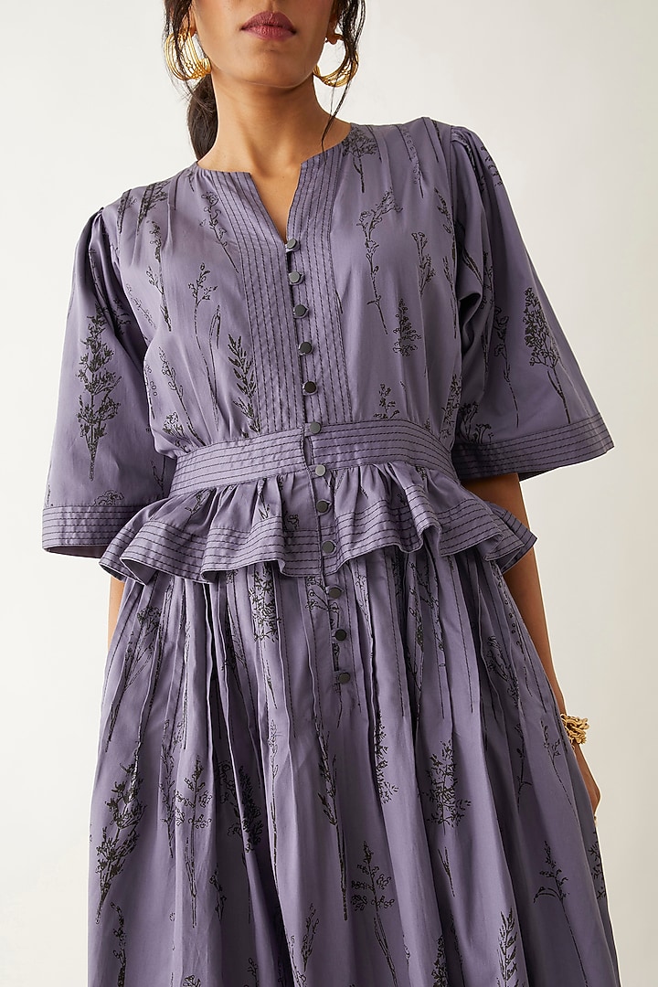 Twilight-Colored Cotton Satin Printed Midi Vacation Dress by SNOB at Pernia's Pop Up Shop