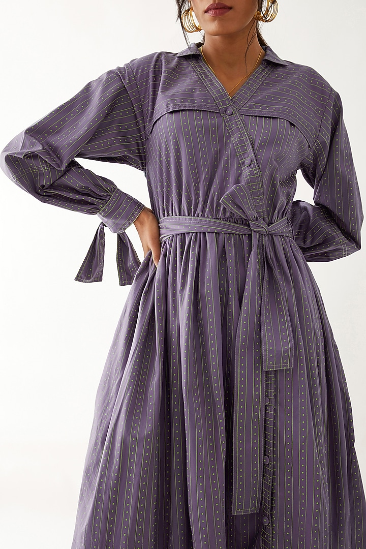 Twilight-Colored Cotton Satin Printed Midi Vacation Dress by SNOB at Pernia's Pop Up Shop