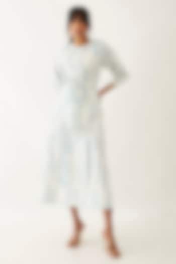 Off-White Cotton Satin Printed Vacation Dress by SNOB at Pernia's Pop Up Shop