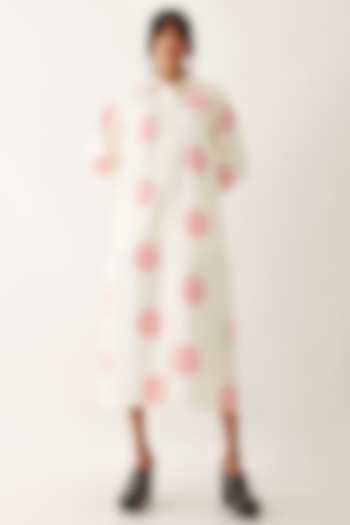 Off-White Cotton Satin Printed Vacation Dress by SNOB at Pernia's Pop Up Shop