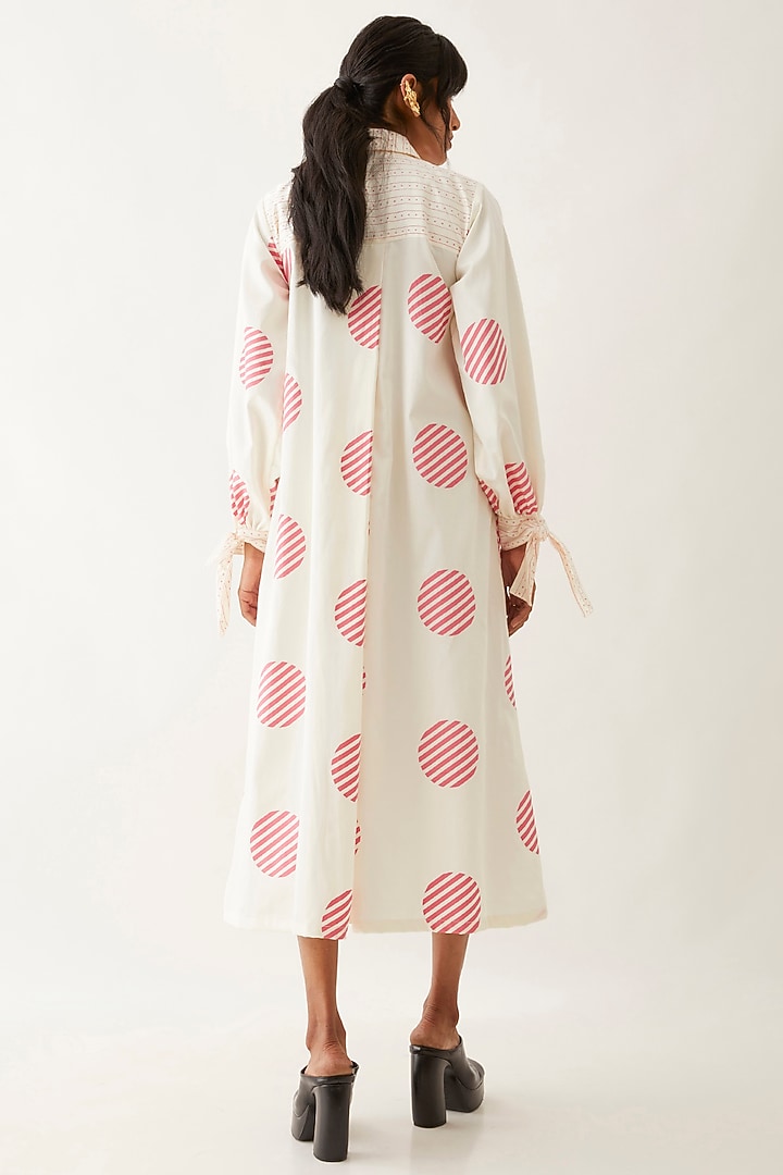 Off-White Cotton Satin Printed Vacation Dress by SNOB at Pernia's Pop Up Shop