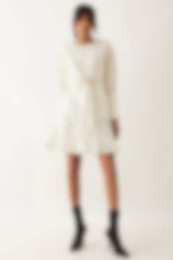 Off-White Cotton Satin Printed Vacation Dress by SNOB at Pernia's Pop Up Shop