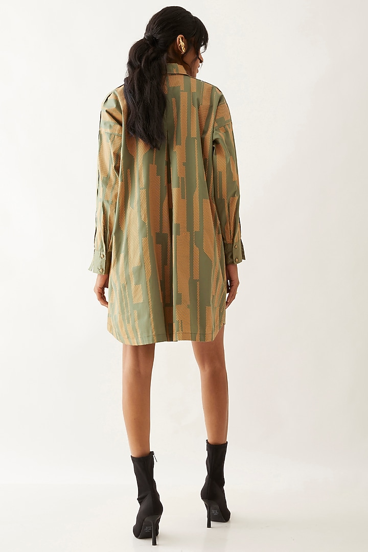 Sand Cotton Satin Printed Vacation Shirt Dress by SNOB at Pernia's Pop Up Shop