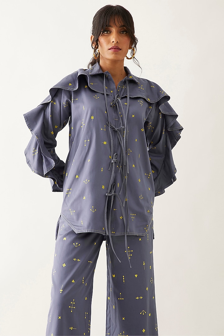 Twilight-Colored Cotton Satin Printed Co-Ord Set by SNOB at Pernia's Pop Up Shop