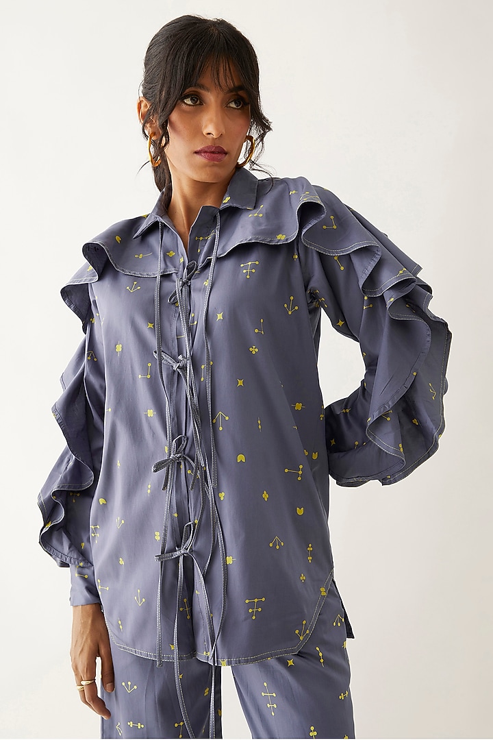 Twilight-Colored Cotton Satin Printed Co-Ord Set by SNOB at Pernia's Pop Up Shop