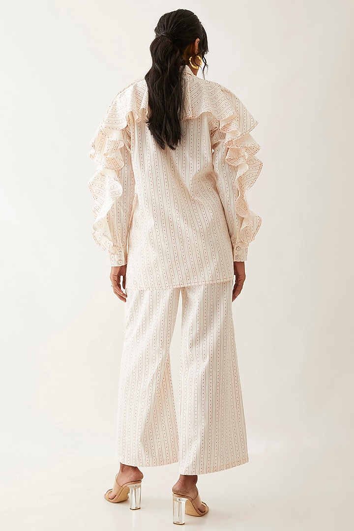 Off-White Cotton Satin Printed Co-Ord Set by SNOB at Pernia's Pop Up Shop